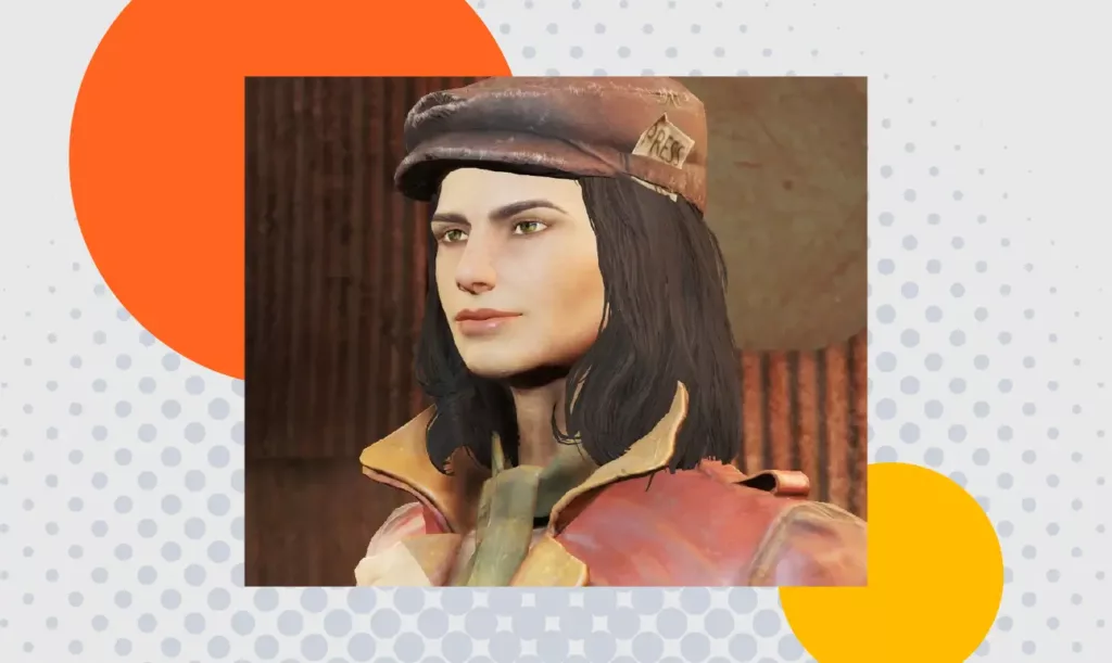 Screenshot from Fallout 4 depicting Piper Wright, one of the recruitable companions.