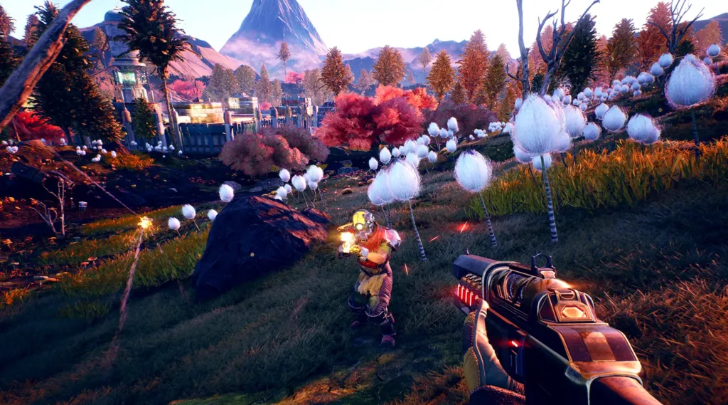 Player fighting an enemy in The Outer Worlds.