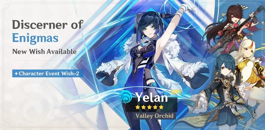 A screenshot of the Genshin Impact banner, Discerner of Enigmas.