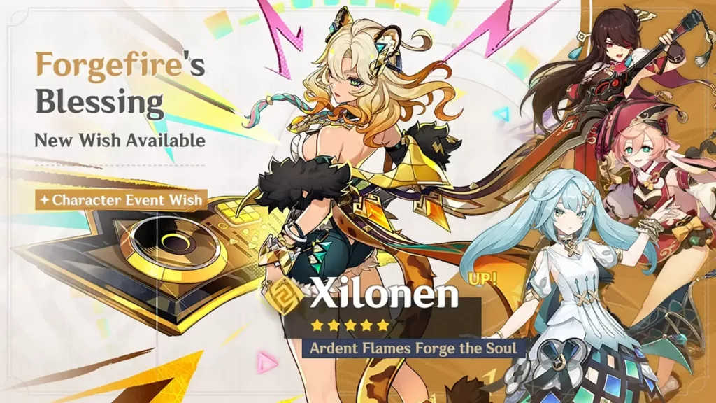 A screenshot of the latest Genshin Impact banner, Forgefire’s Blessing