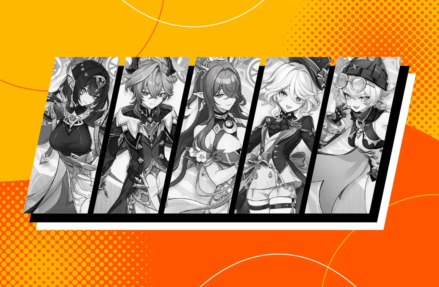 Image showcasing some of the Genshin Impact banner rewards obtainable in game