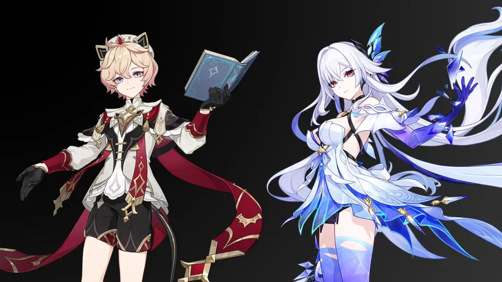 A screenshot of Skirk and Dahlia, Genshin Impact playable characters