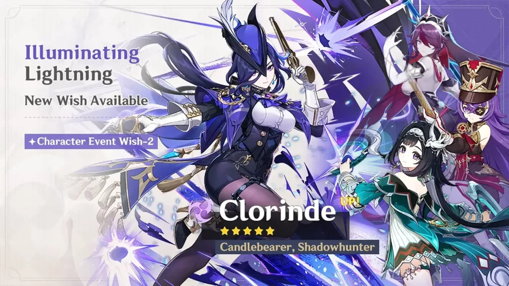 A screenshot of the Genshin Impact banner, Illuminating Lightning