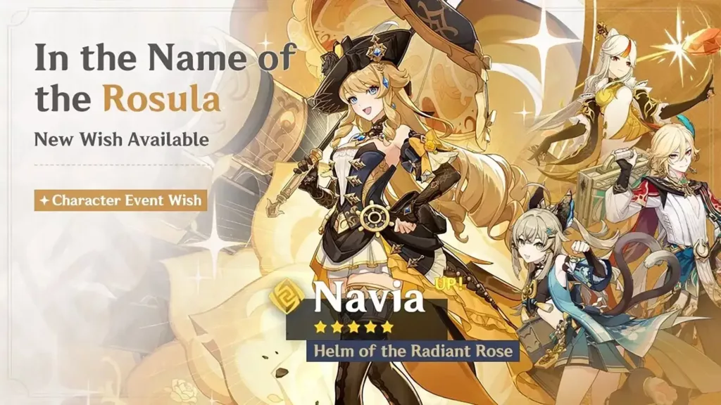 A screenshot of the Genshin Impact banner, In the Name of the Rosula.