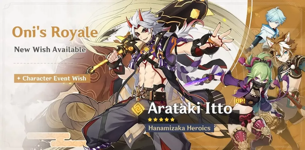 A screenshot of the Genshin Impact banner, Oni’s Royale