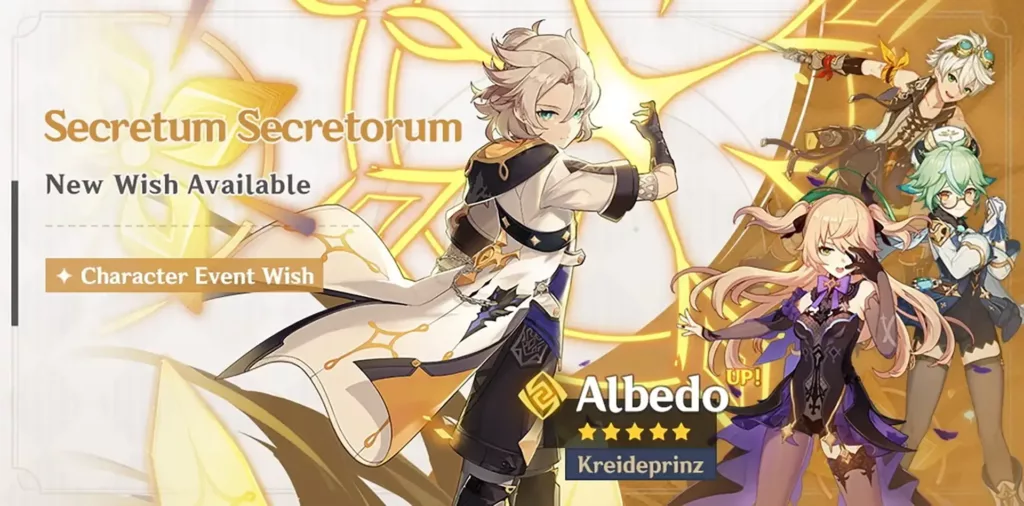 A screenshot of the Genshin Impact banner, Secretum Secretorum.