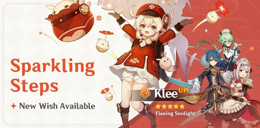 A screenshot of the Genshin Impact banner, Sparkling Steps