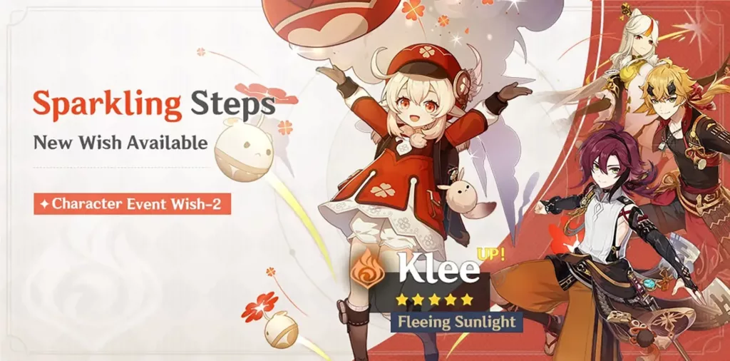 A screenshot of the Genshin Impact banner, Sparkling Steps.