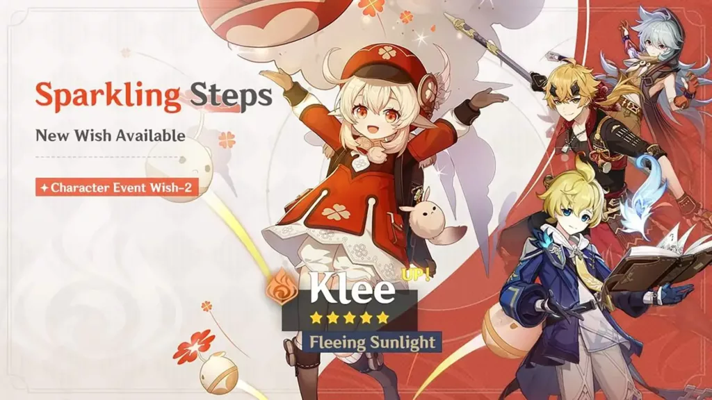 A screenshot of the Genshin Impact banner, Sparkling Steps