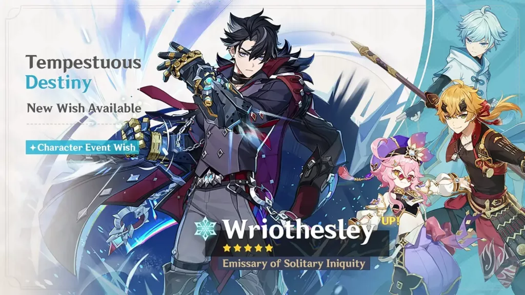 A screenshot of the Genshin Impact banner, Tempestuous Destiny.