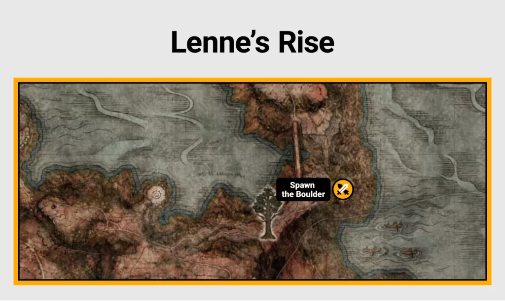 Screenshot of Lenne’s Rise farming location on Elden Ring map.