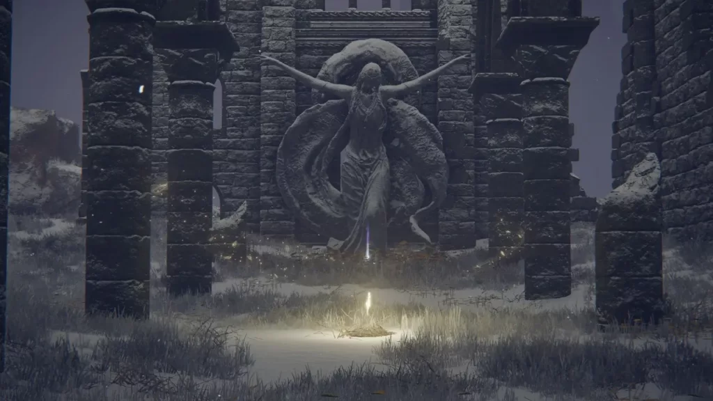 Screenshot of the First Church of Marika in Elden Ring.