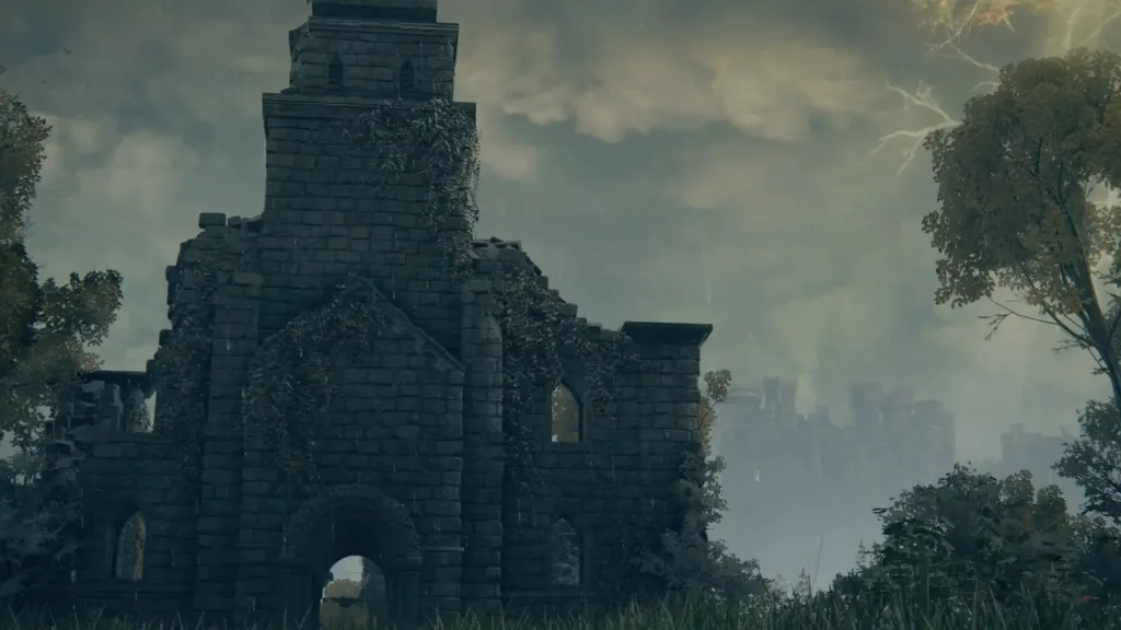 Screenshot of the Fourth Church of Marika in Elden Ring.