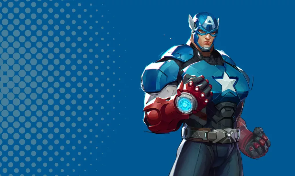 Character image of Captain America from Marvel Rivals. 

