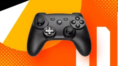 Xbox-style video game controller with a Plarium logo.