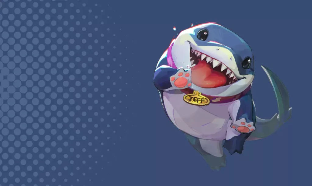 Character image of Jeff the Land Shark from Marvel Rivals. 
