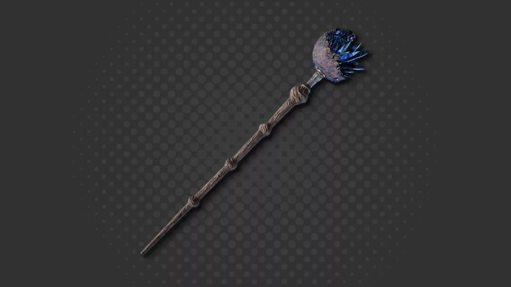 Screenshot of Lusat's Glintstone staff in Elden Ring.