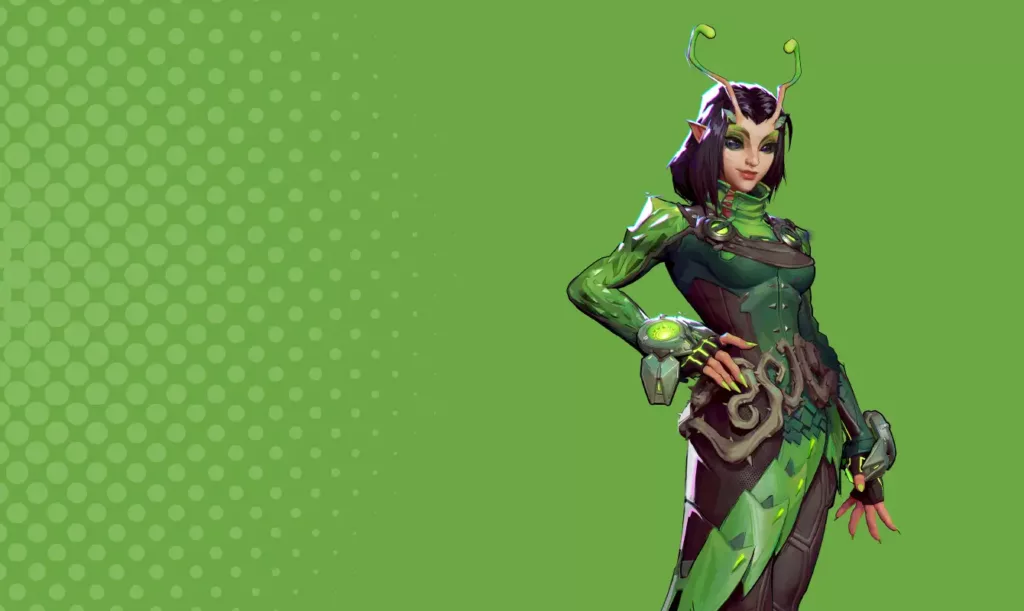 Character image of Mantis from Marvel Rivals. 
