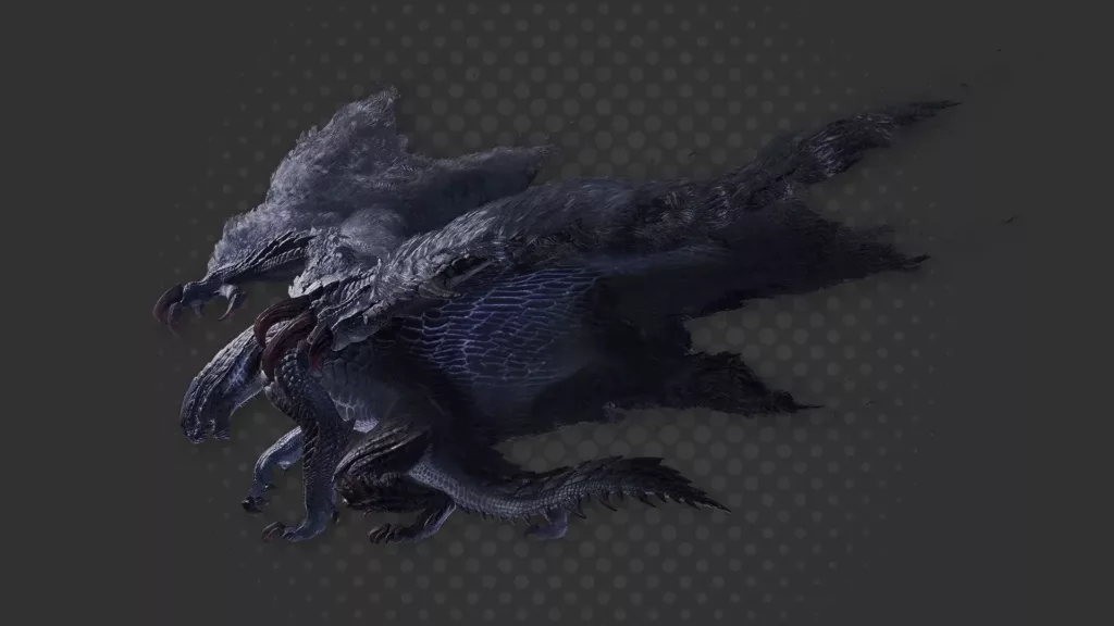 Screenshot of Gore Magala from Monster Hunter Wilds.