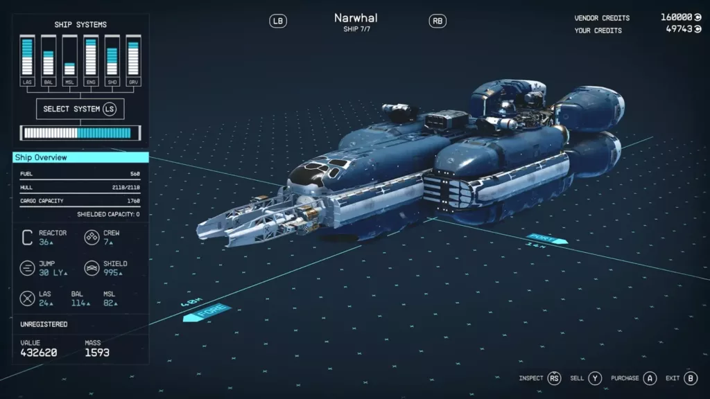 Starfield: Narwhal ship
