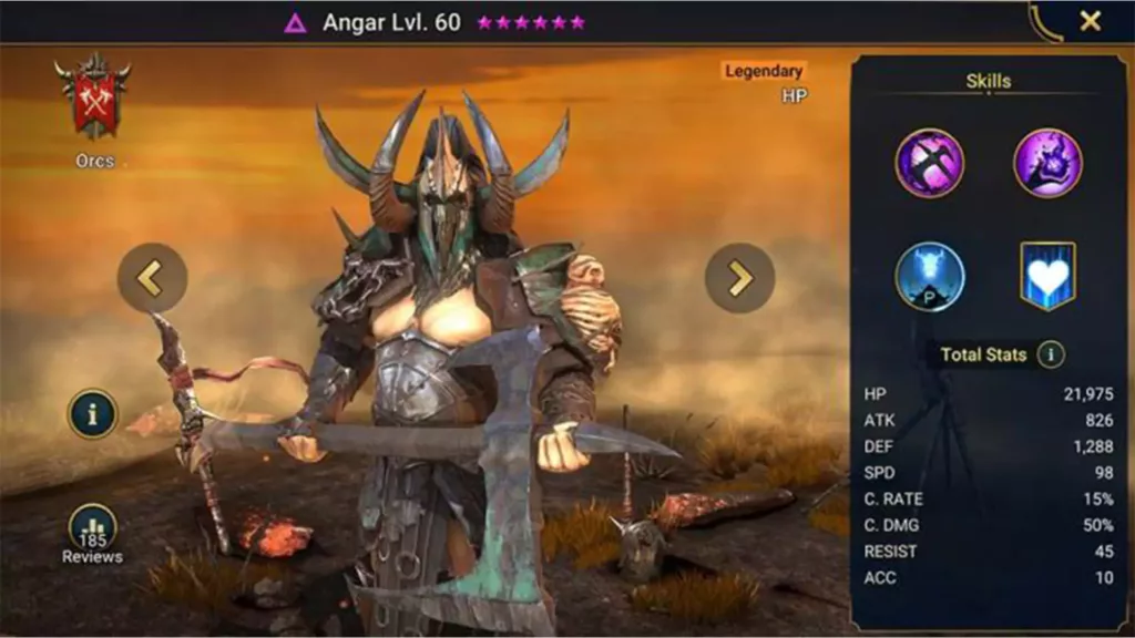 Screenshot of Raid Shadow Legends character: Angar