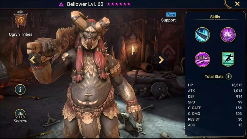 Screenshot of Raid Shadow Legends character: Bellower
