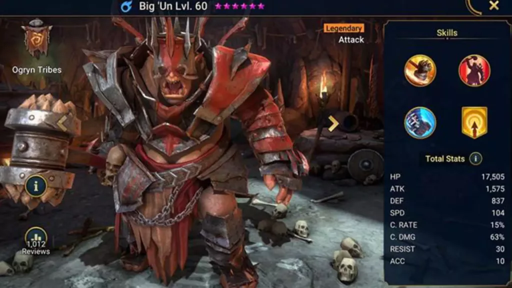 Screenshot of Raid Shadow Legends character: Big 'Un
