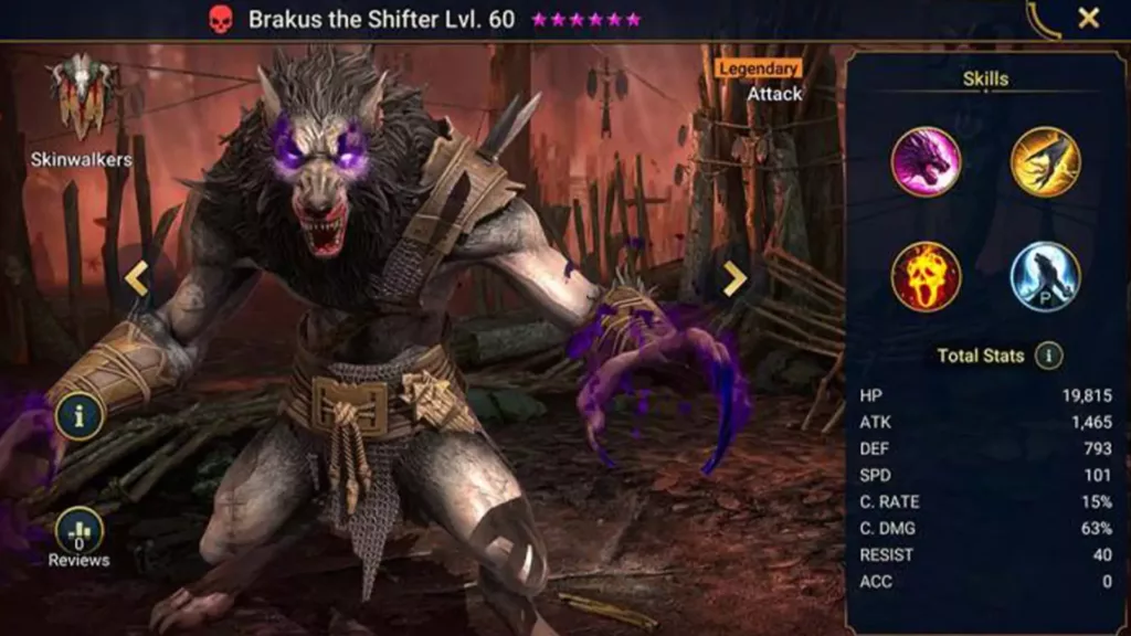 Screenshot of Raid Shadow Legends character: Brakus