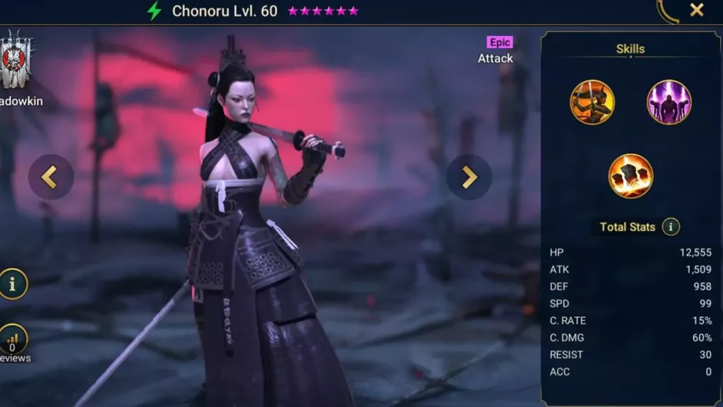Screenshot of Raid Shadow Legends character: Chonoru