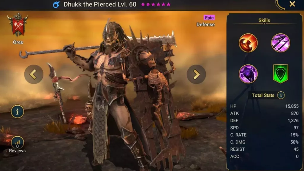 Screenshot of Raid Shadow Legends character: Dhukk