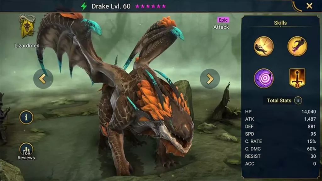 Screenshot of Raid Shadow Legends character: Drake