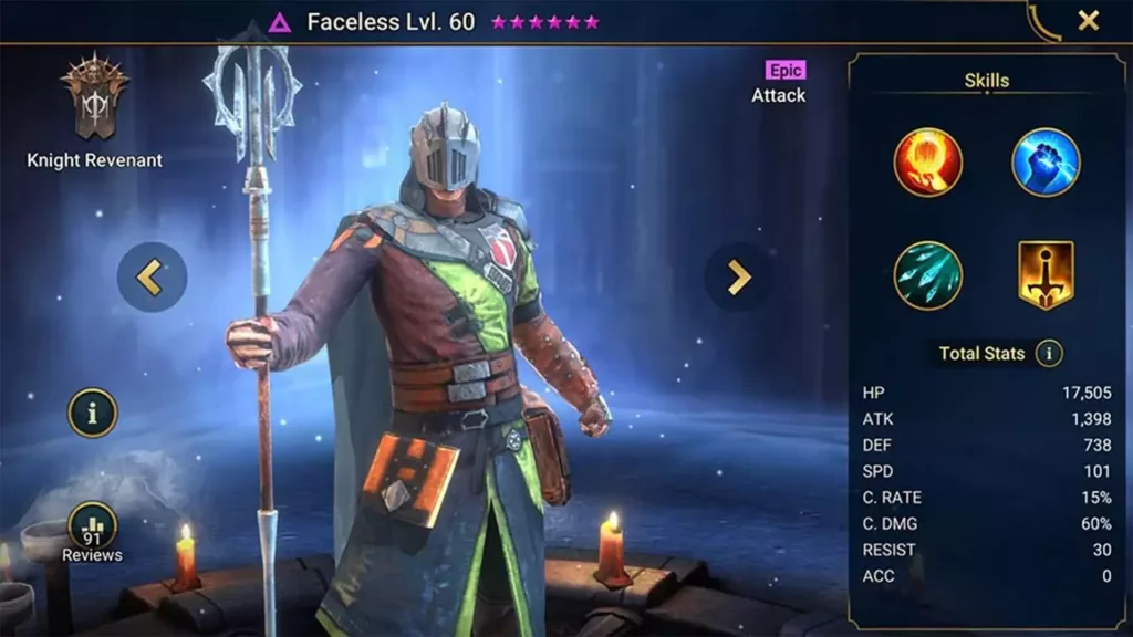 Screenshot of Raid Shadow Legends character: Faceless