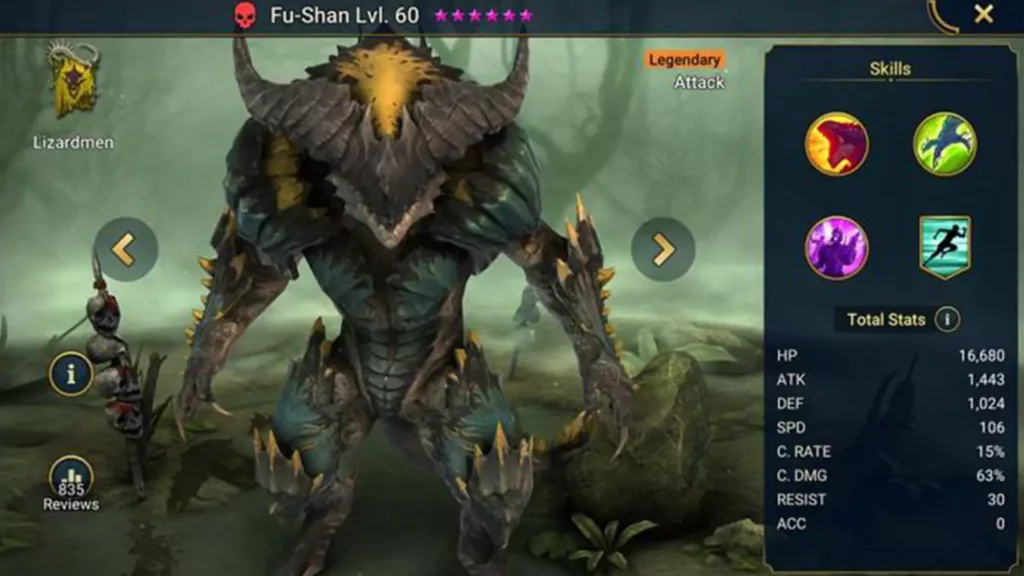 Screenshot of Raid Shadow Legends character: Fu-Shan