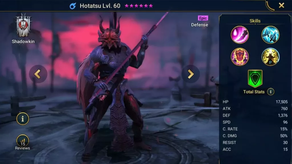 Screenshot of Raid Shadow Legends character: Hotatsu