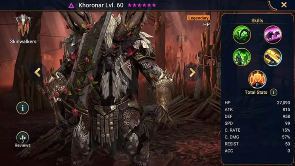 Screenshot of Raid Shadow Legends character: Khoronar