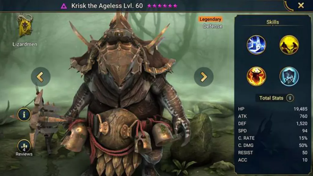 Screenshot of Raid Shadow Legends character: Krisk