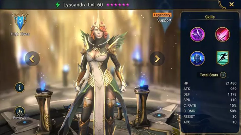 Screenshot of Raid Shadow Legends character: Lyssandra