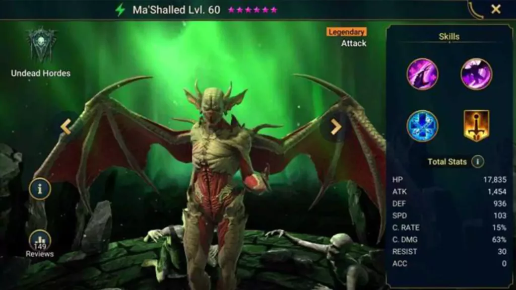 Screenshot of Raid Shadow Legends character: Ma'Shalled