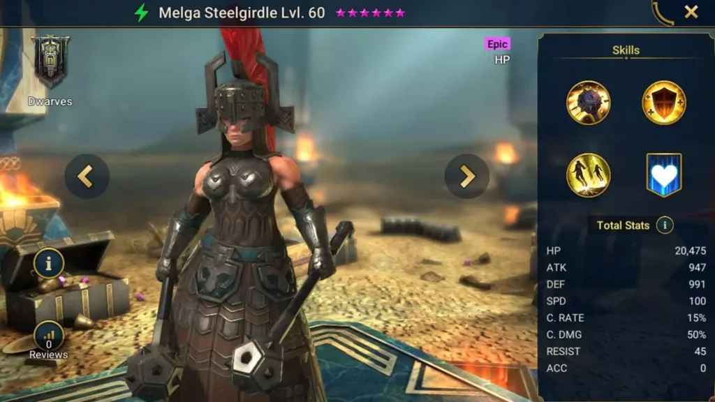 Screenshot of Raid Shadow Legends character: Melga Steelgirdle