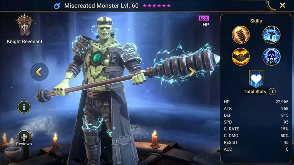 Screenshot of Raid Shadow Legends character: Miscreated Monster