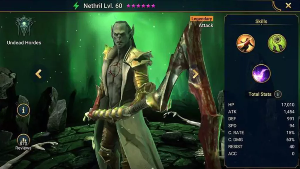 Screenshot of Raid Shadow Legends character: Nethril
