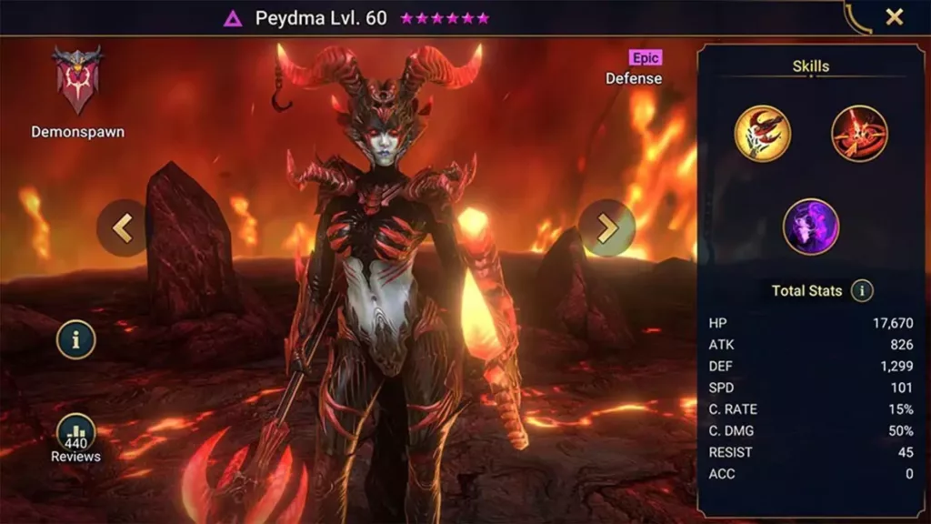 Screenshot of Raid Shadow Legends character: Peydma