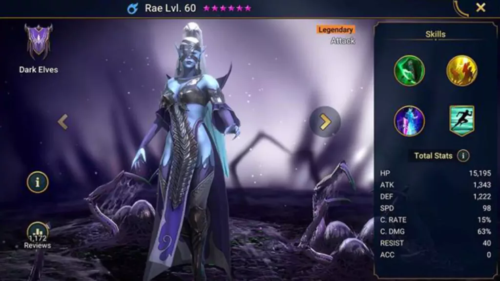 Screenshot of Raid Shadow Legends character: Rae