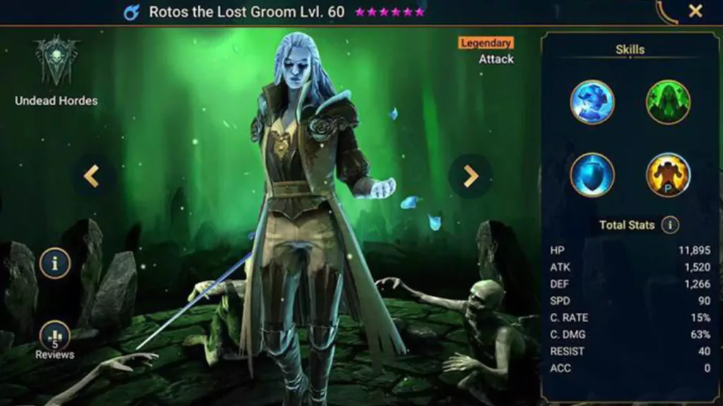 Screenshot of Raid Shadow Legends character: Rotos