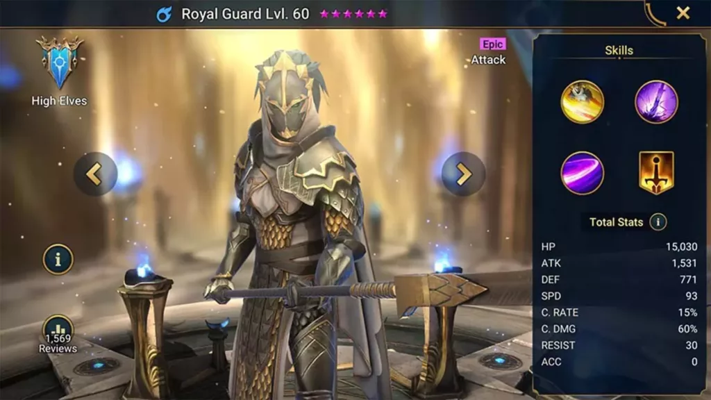Screenshot of Raid Shadow Legends character: Royal Guard