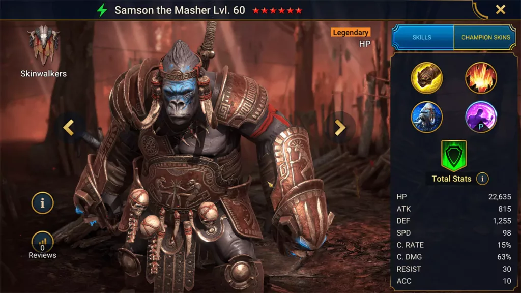 Screenshot of Raid Shadow Legends character: Samson