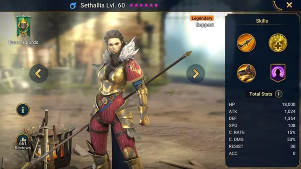 Screenshot of Raid Shadow Legends character: Sethallia