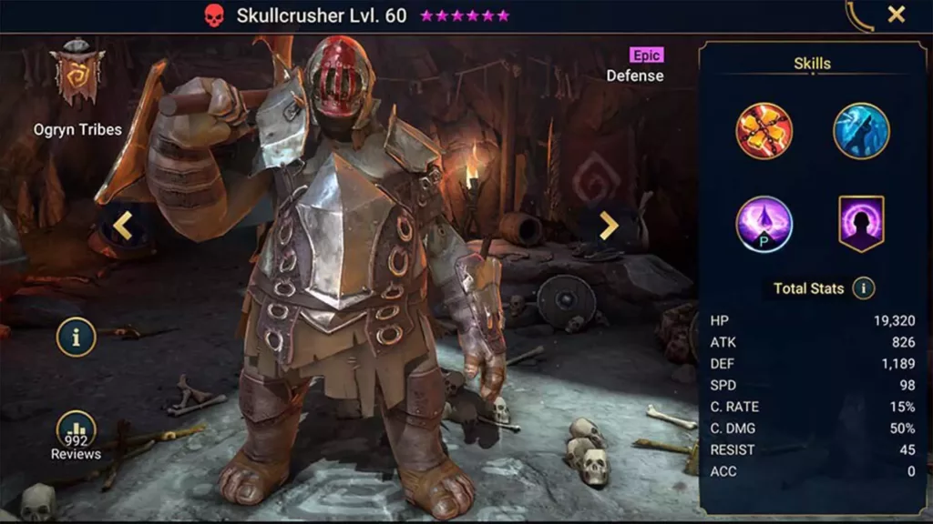 Screenshot of Raid Shadow Legends character: Skullcrusher