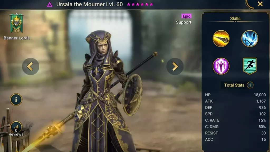 Screenshot of Raid Shadow Legends character: Mourner