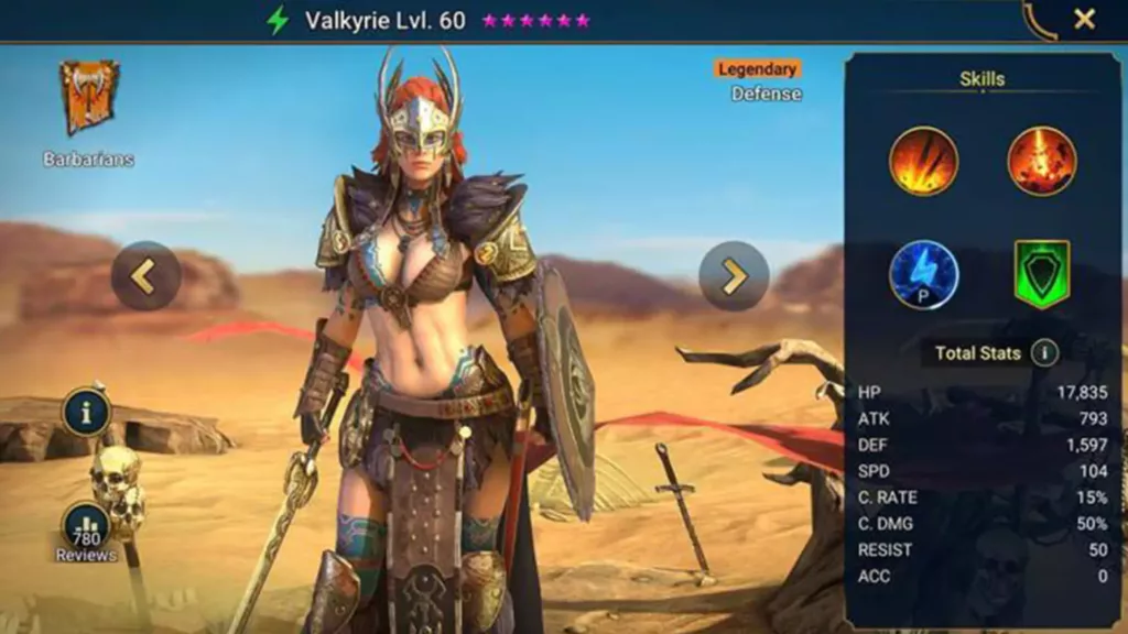 Screenshot of Raid Shadow Legends character: Valkyrie